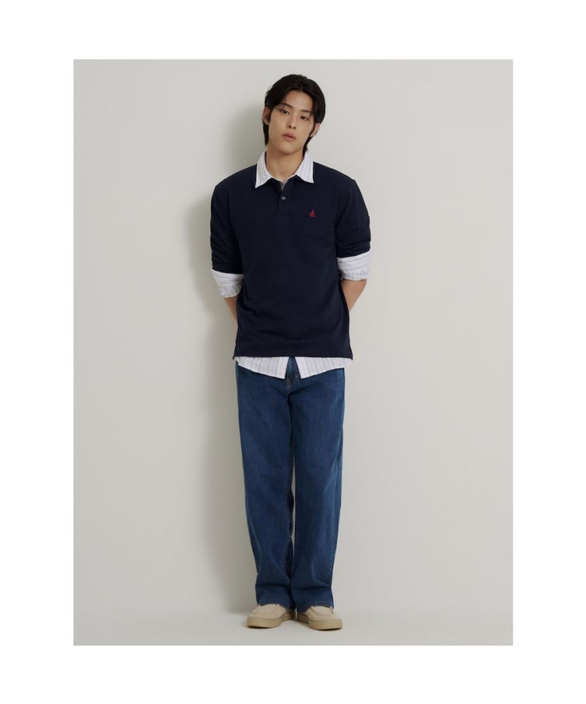 빈폴 멘(BEANPOLE MEN) [소프트터치] 프리미엄 코튼 피케 칼라넥 티셔츠  네이비