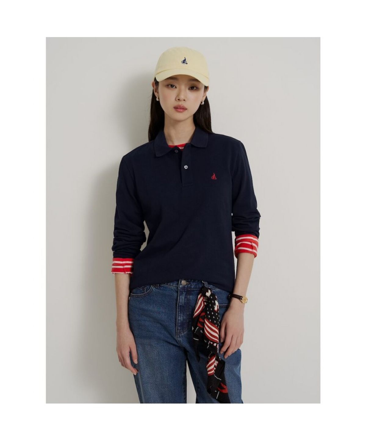 빈폴 멘(BEANPOLE MEN) [소프트터치] 프리미엄 코튼 피케 칼라넥 티셔츠  네이비
