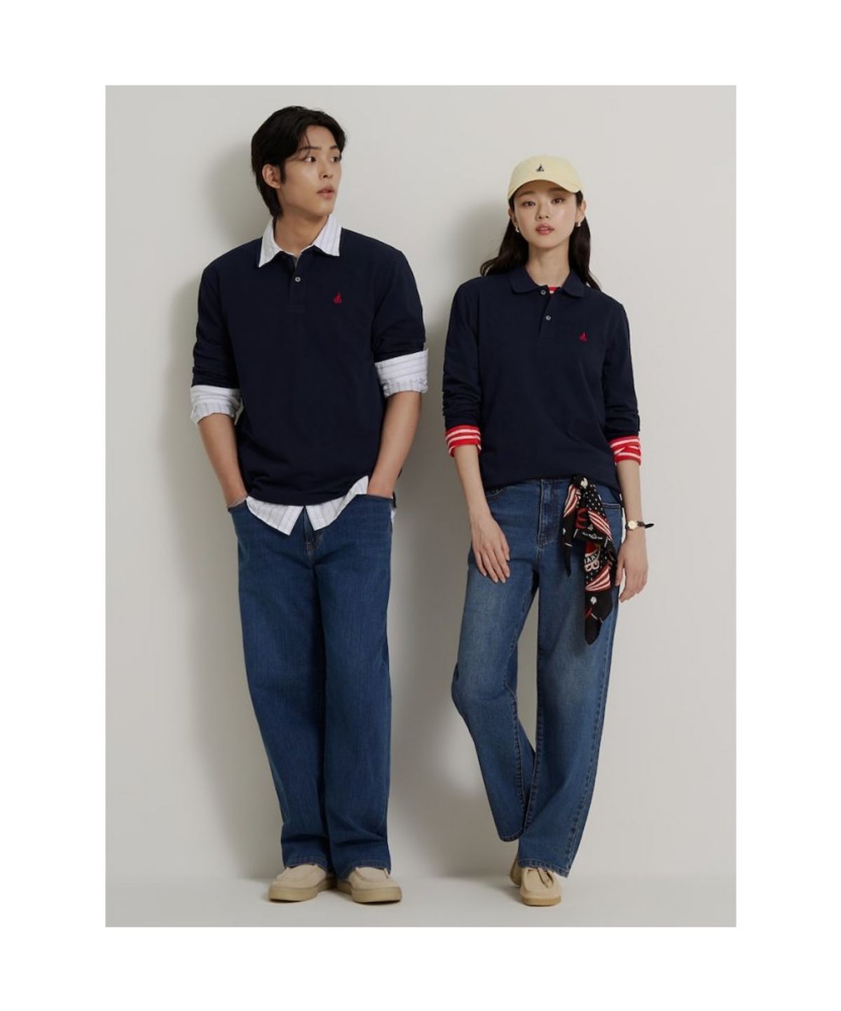 빈폴 멘(BEANPOLE MEN) [소프트터치] 프리미엄 코튼 피케 칼라넥 티셔츠  네이비