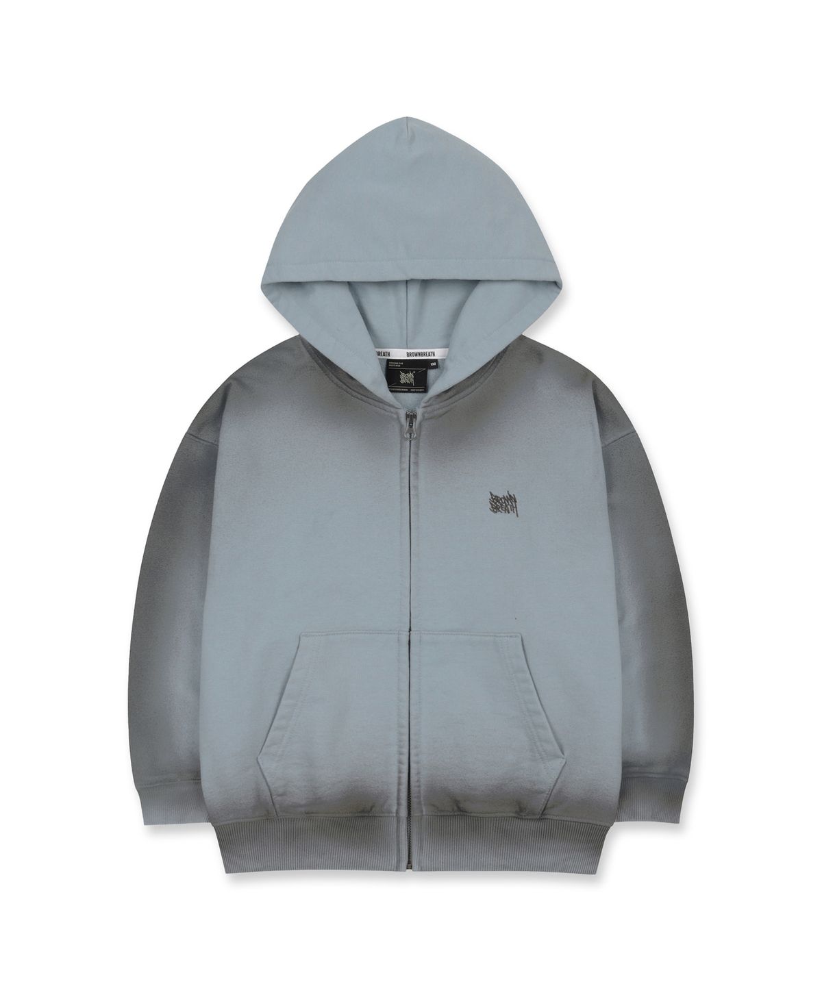 브라운브레스 키즈(BROWNBREATH KIDS) KIDS SPRAYED TAG HOOD ZIP UP  - SKY BLUE