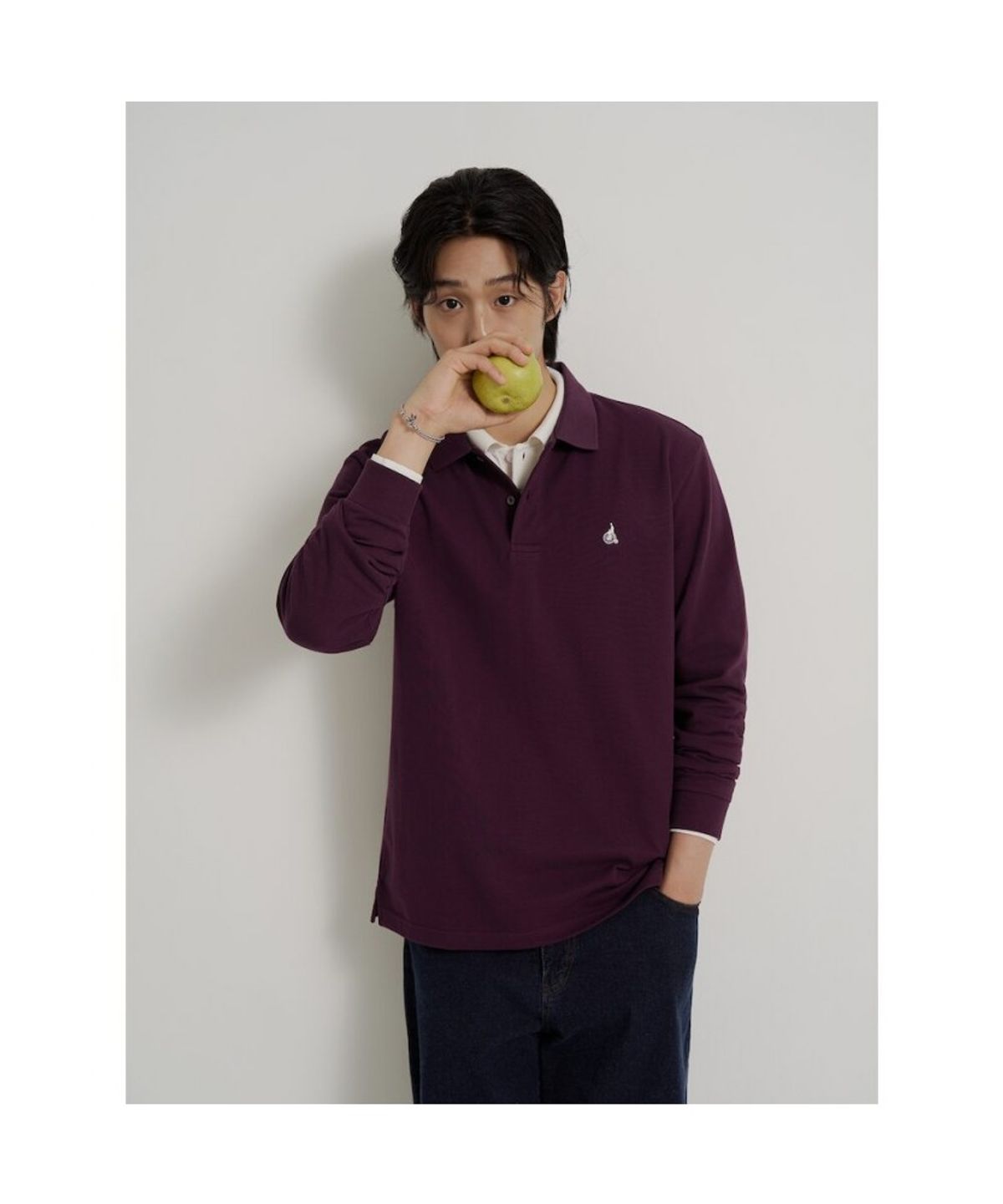 빈폴 멘(BEANPOLE MEN) [소프트터치] 프리미엄 코튼 피케 칼라넥 티셔츠  와인