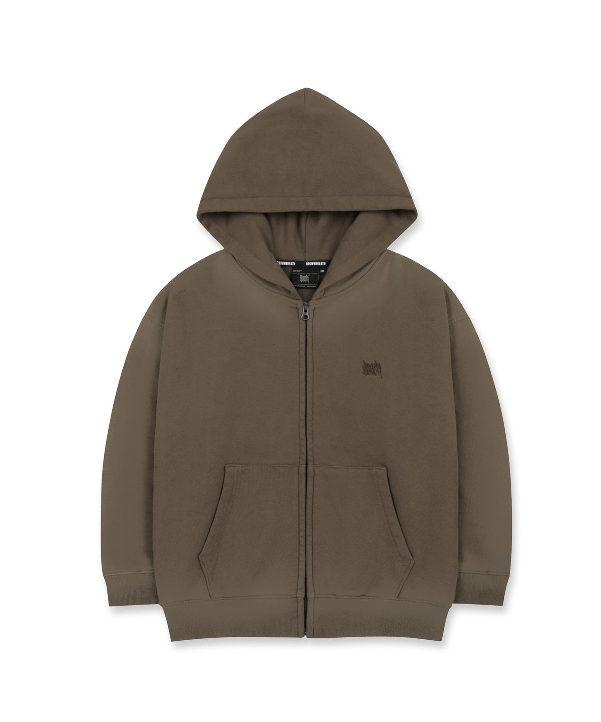 브라운브레스 키즈(BROWNBREATH KIDS) KIDS SPRAYED TAG HOOD ZIP UP  - BROWN