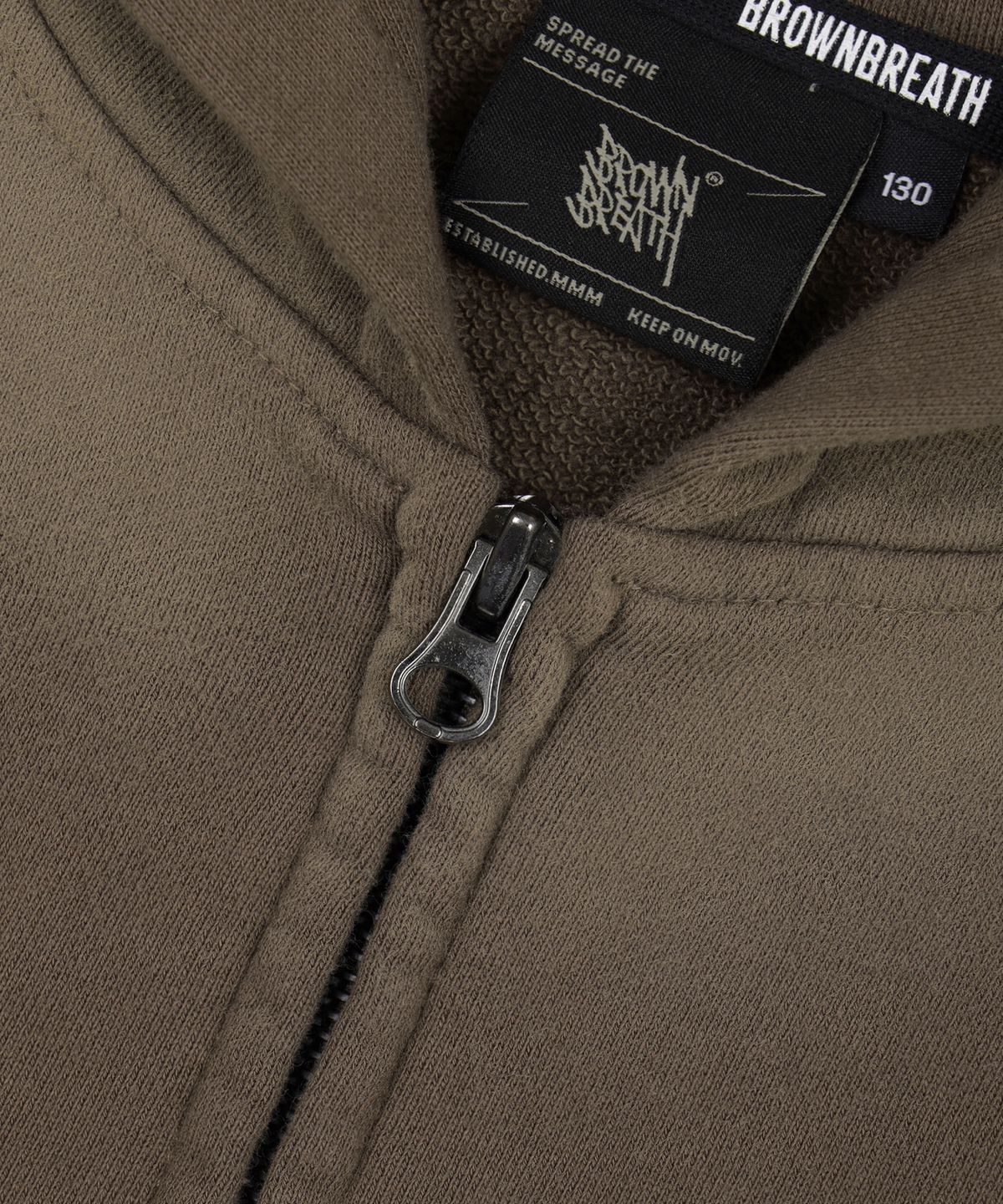브라운브레스 키즈(BROWNBREATH KIDS) KIDS SPRAYED TAG HOOD ZIP UP  - BROWN