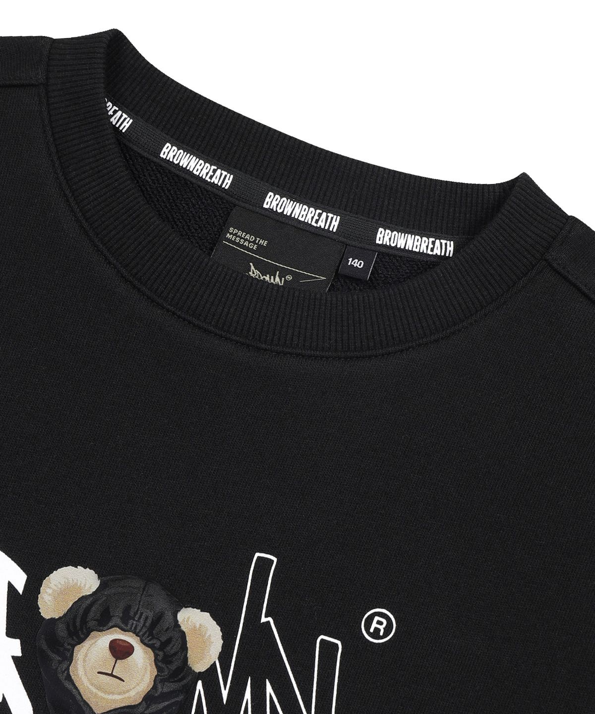 브라운브레스 키즈(BROWNBREATH KIDS) KIDS BEAR TAG CREWNECK - BLACK