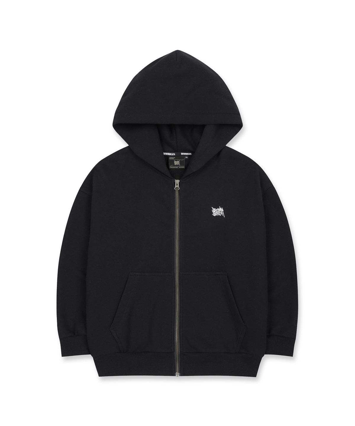 브라운브레스 키즈(BROWNBREATH KIDS) KIDS TAG HOOD ZIP UP - BLACK