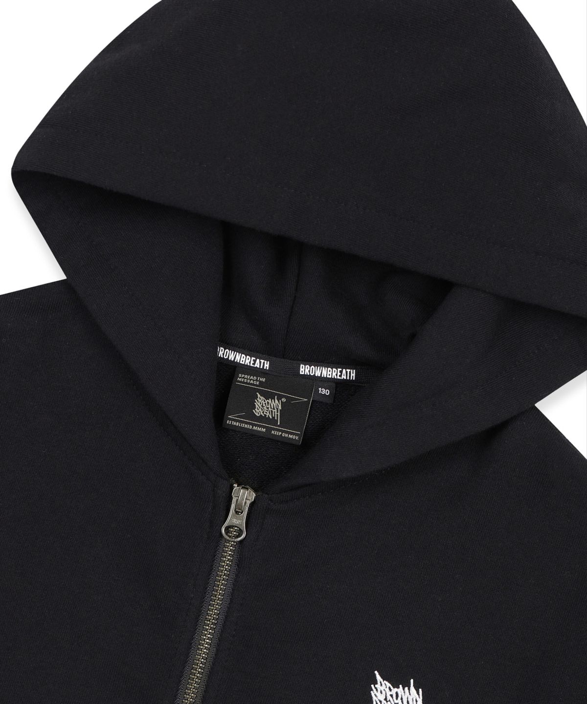 브라운브레스 키즈(BROWNBREATH KIDS) KIDS TAG HOOD ZIP UP - BLACK