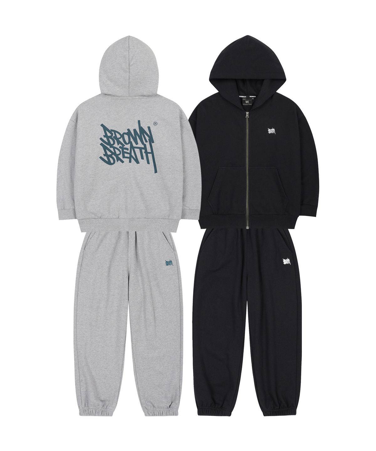 브라운브레스 키즈(BROWNBREATH KIDS) KIDS TAG HOOD ZIP UP SETUP - 2COLOR