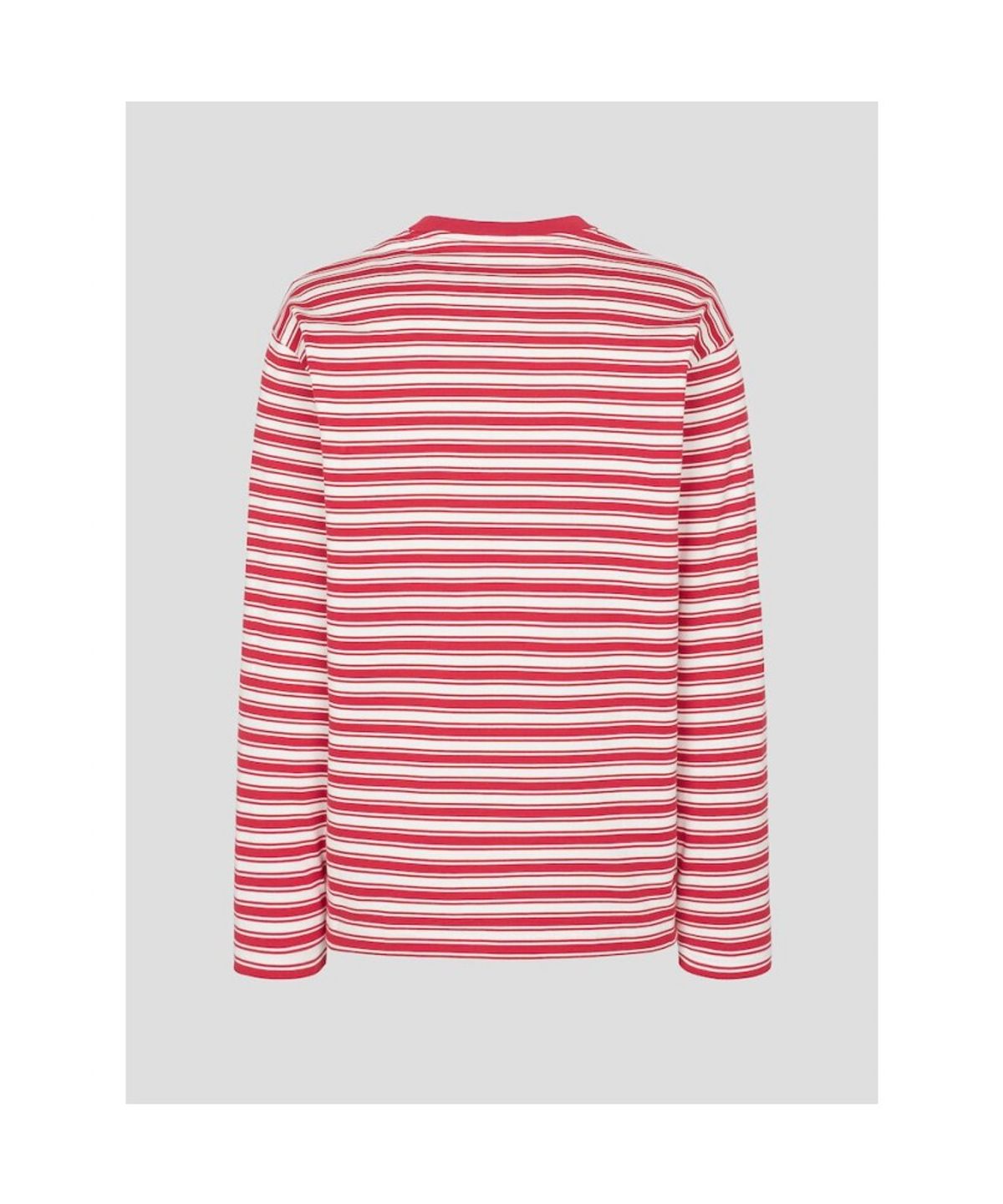 빈폴 멘(BEANPOLE MEN) 변형 스트라이프 라운드넥 티셔츠  레드