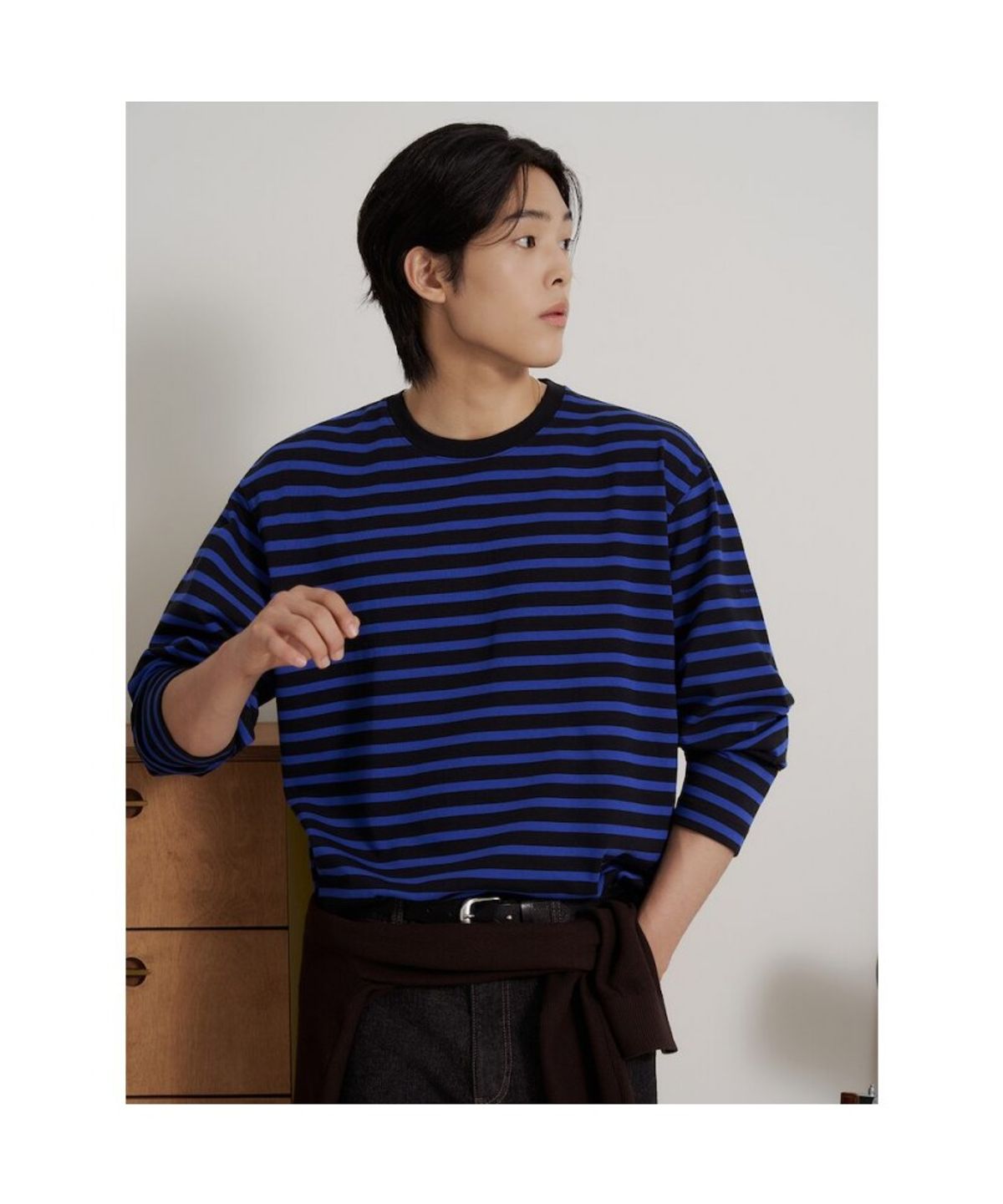 빈폴 멘(BEANPOLE MEN) [Essential] 스트라이프 라운드넥 티셔츠  네이비