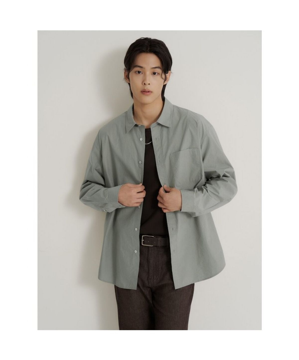 빈폴 멘(BEANPOLE MEN) [소프트터치] 코튼 솔리드 셔츠  카키