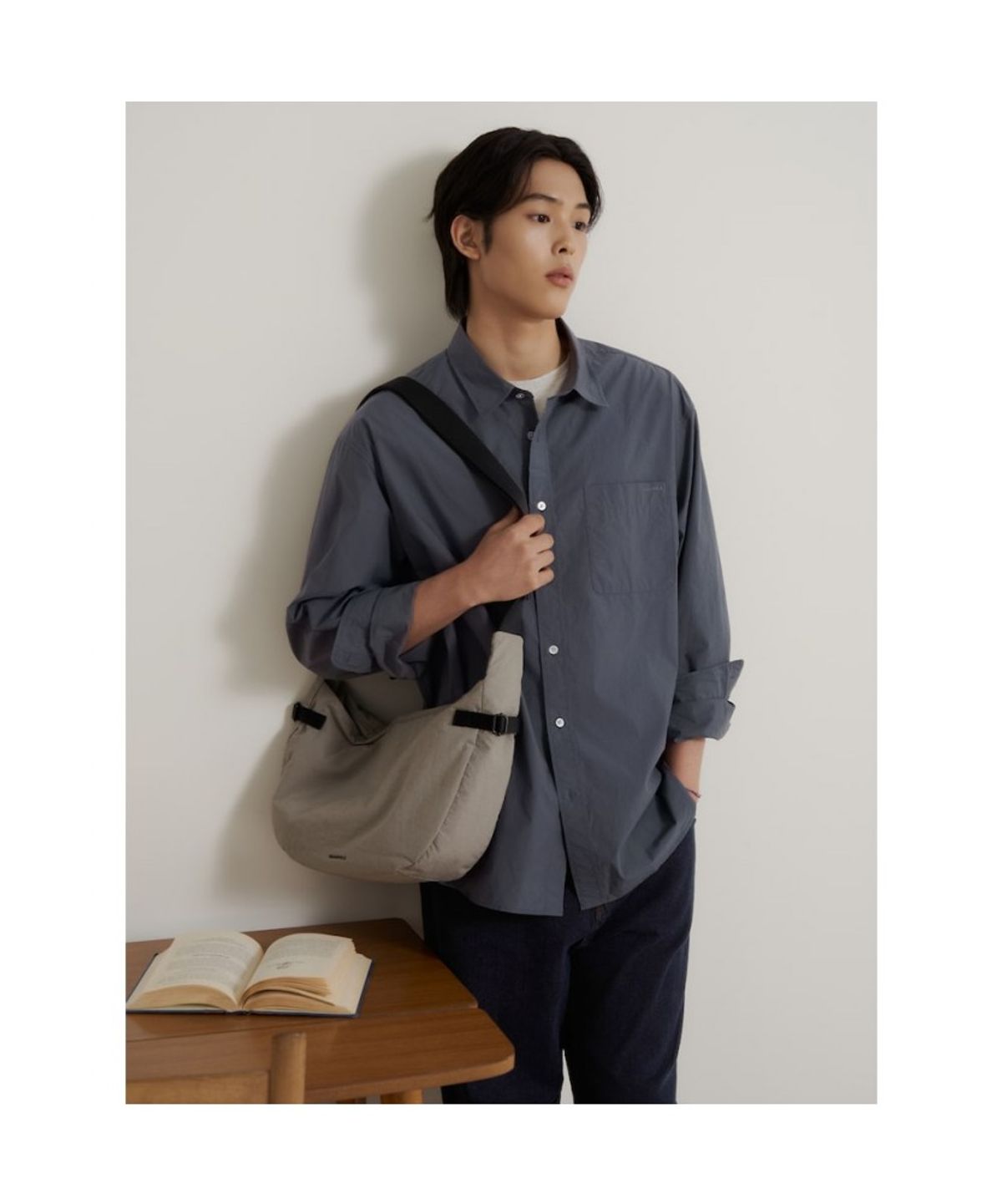 빈폴 멘(BEANPOLE MEN) [소프트터치] 코튼 솔리드 셔츠  네이비