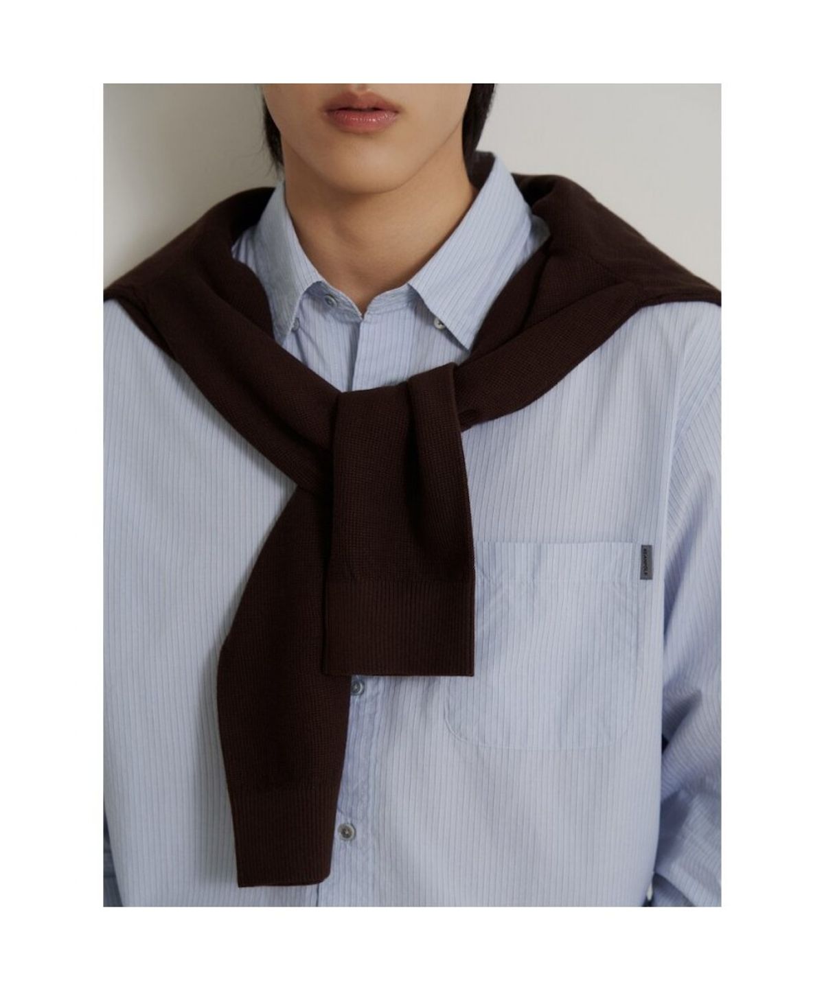 빈폴 멘(BEANPOLE MEN) 간절기 핀 스트라이프 셔츠  스카이 블루