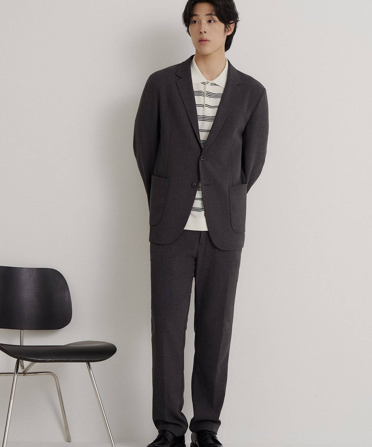 빈폴 멘(BEANPOLE MEN) 스트레치 셋업 스탠다드핏 팬츠  애쉬