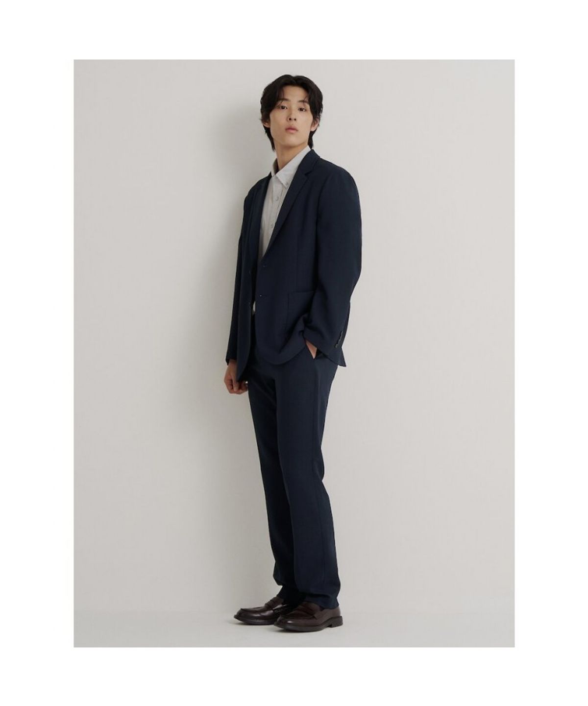 빈폴 멘(BEANPOLE MEN) 스트레치 셋업 스탠다드핏 팬츠  네이비