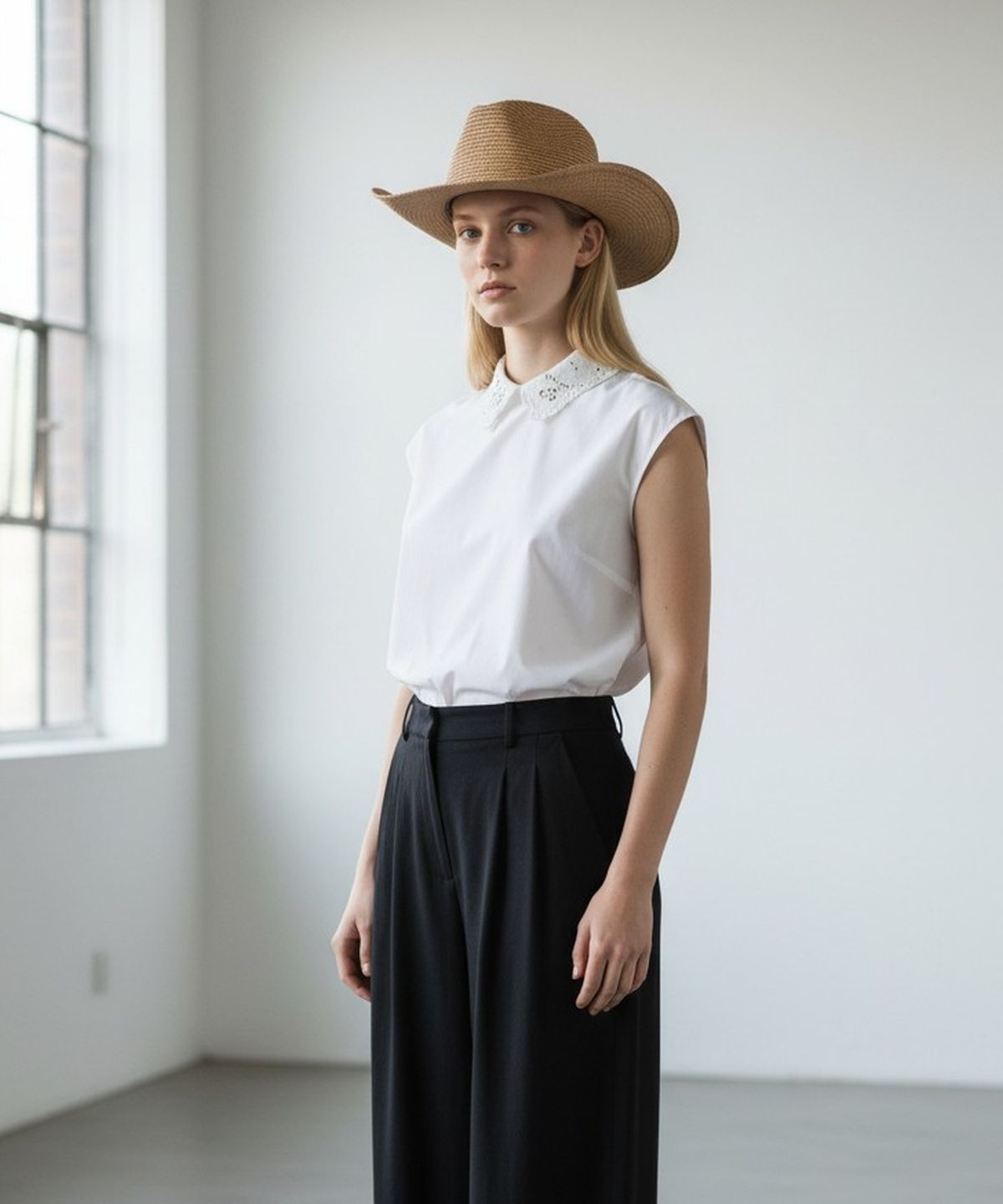 유니버셜 케미스트리(UNIVERSAL CHEMISTRY) Wire Cowboy Beige Summer Fedora 카우보이모자