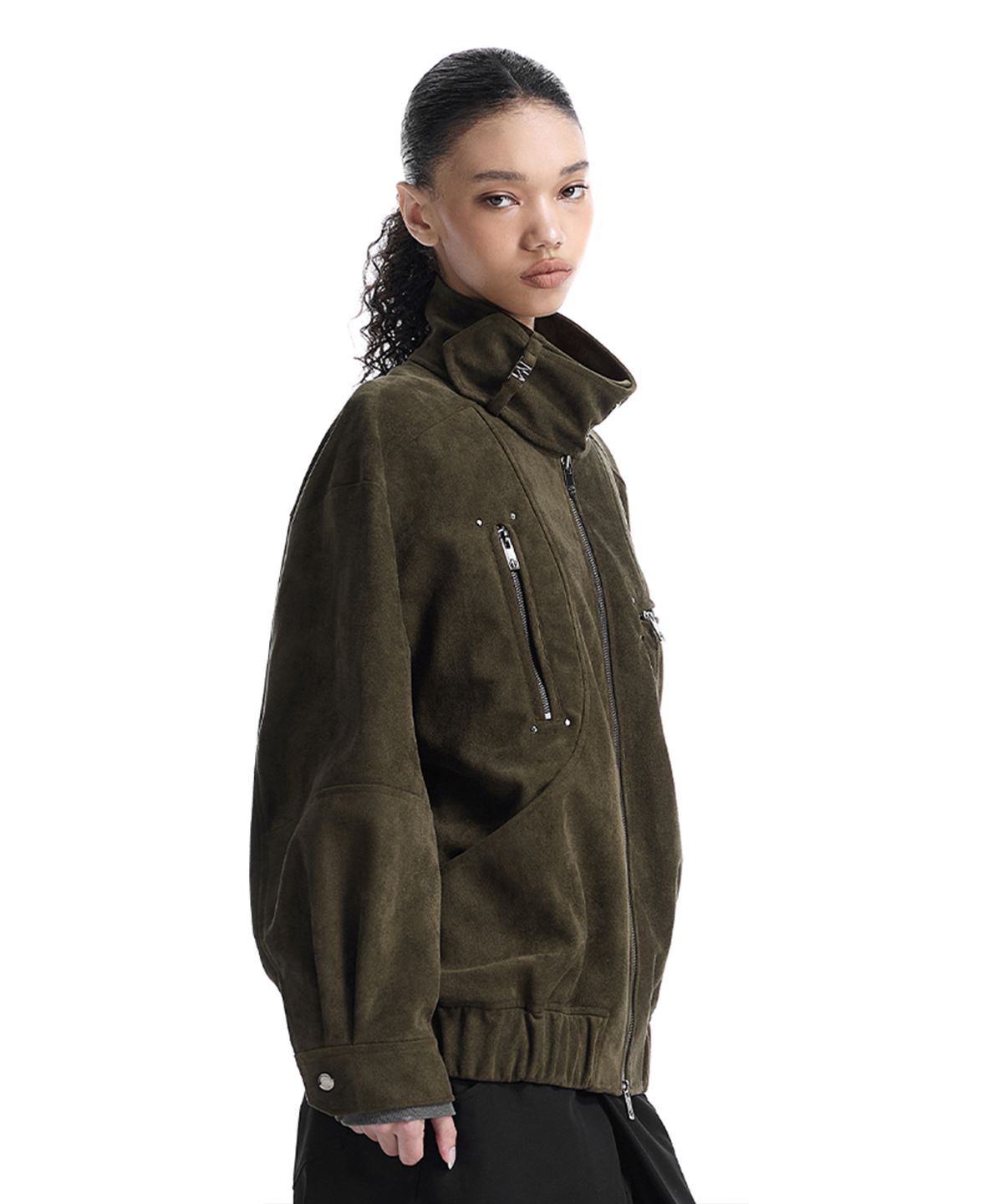 트리밍버드(TREEMINGBIRD) Tie-Detail Suede Jumper [ Brown ]