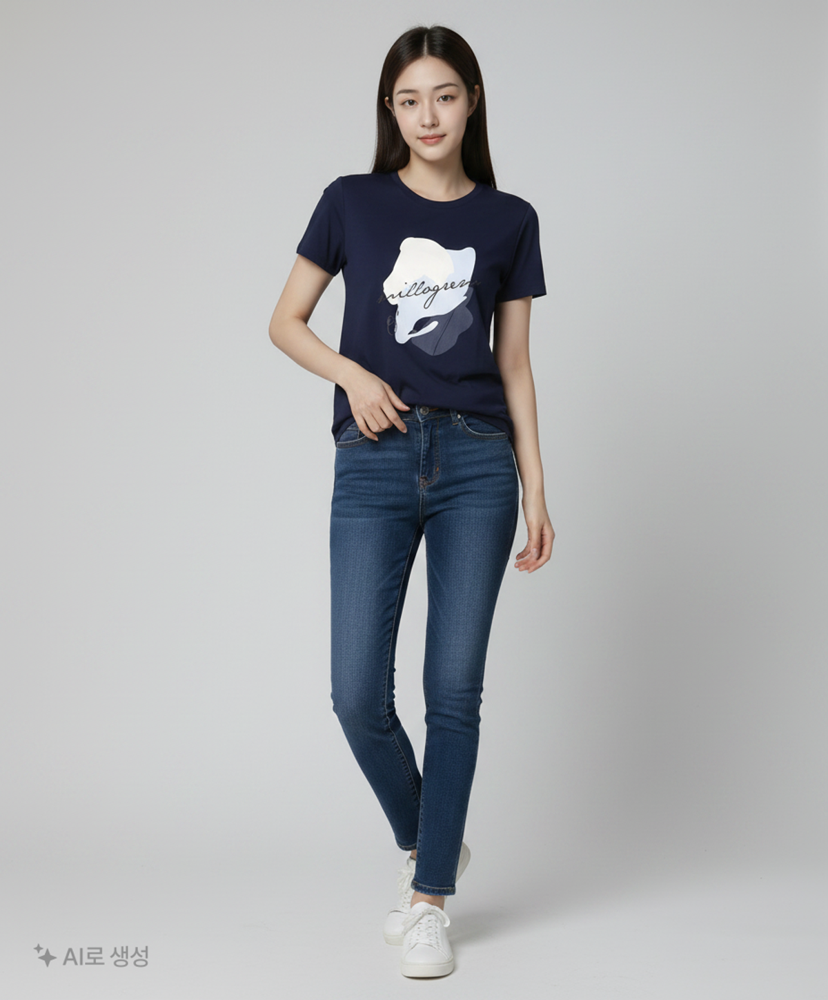 밀로그램(MILLOGREM) spilled ink t-shirts - navy S