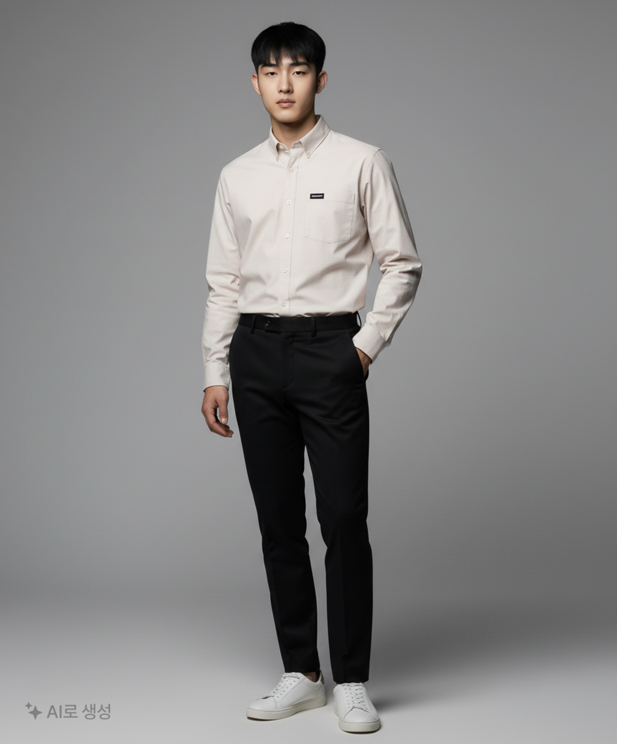 우알롱(WOOALONG) Out-Pocket Plush Basic Shirt - LIGHT GREY L