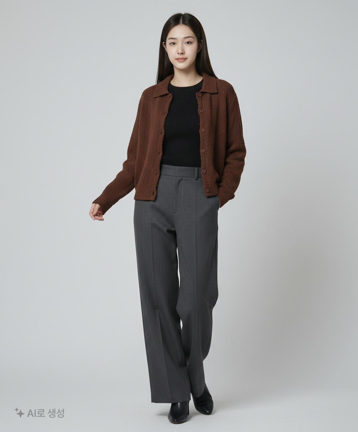 몽돌(MONGDOL) 코튼 카라 니트 가디건 브라운 MDKT093BROWN S