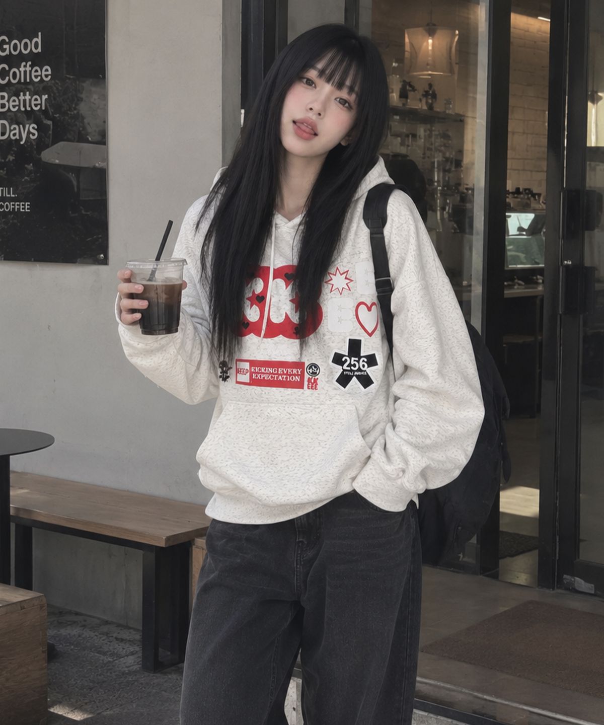 케이케이이이이(KKEEE) 리버스 아이덴 오버핏 후드티(3color)