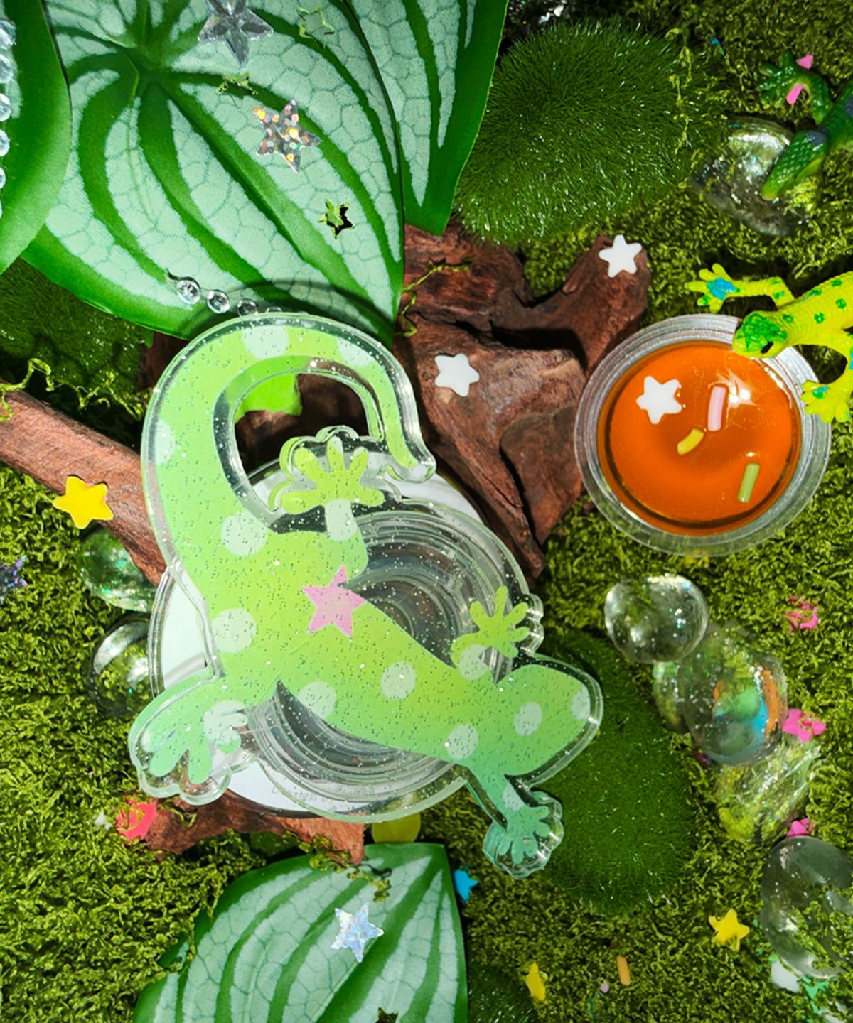 유키샷(YOOKIESHOT) 게코 도마뱀 tok & case set green