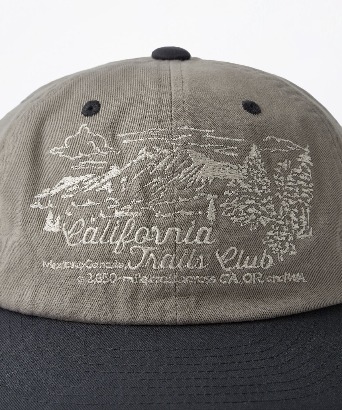 아웃스탠딩(OUTSTANDING) VINTAGE COTTON TRUCKER CAP(TRAILS CLUB)_GRAY/D.GRAY