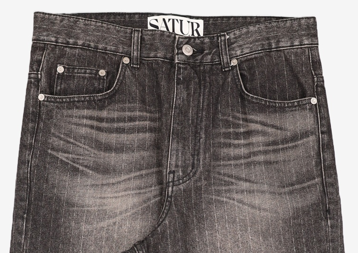 세터(SATUR) 스트라이프 뉴트로 핏 데님 스트라이프 블랙 M