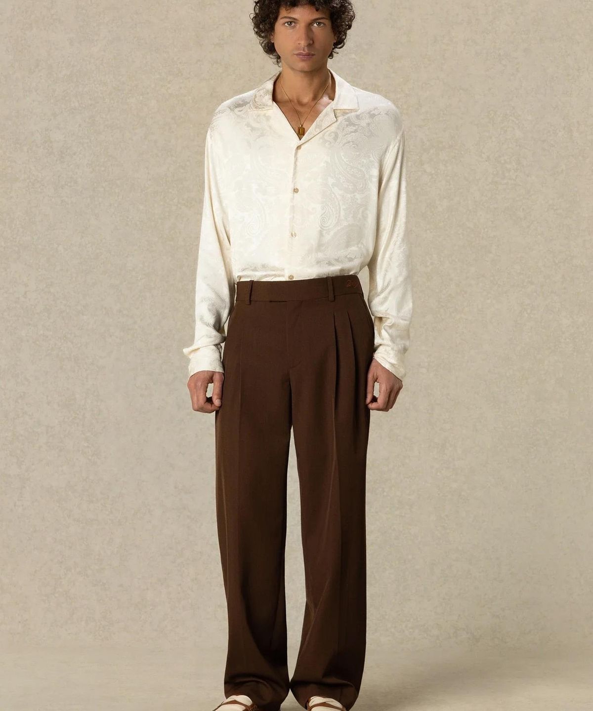 드롤드무슈(DROLE DE MONSIEUR) Long Sleeve Jacquard Paisley Shirt D0SAA26103BEL
