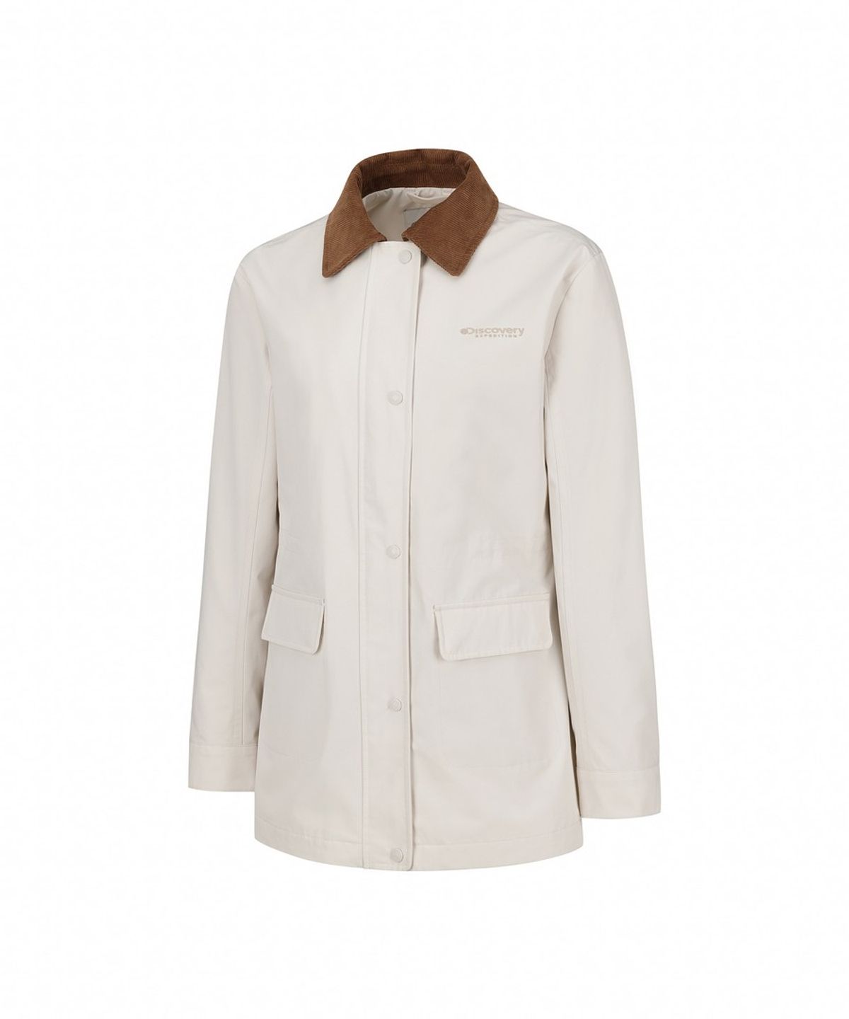 디스커버리 익스페디션(DISCOVERY EXPEDITION) 여성 커뮤트 카라 미드 자켓 (IVORY)