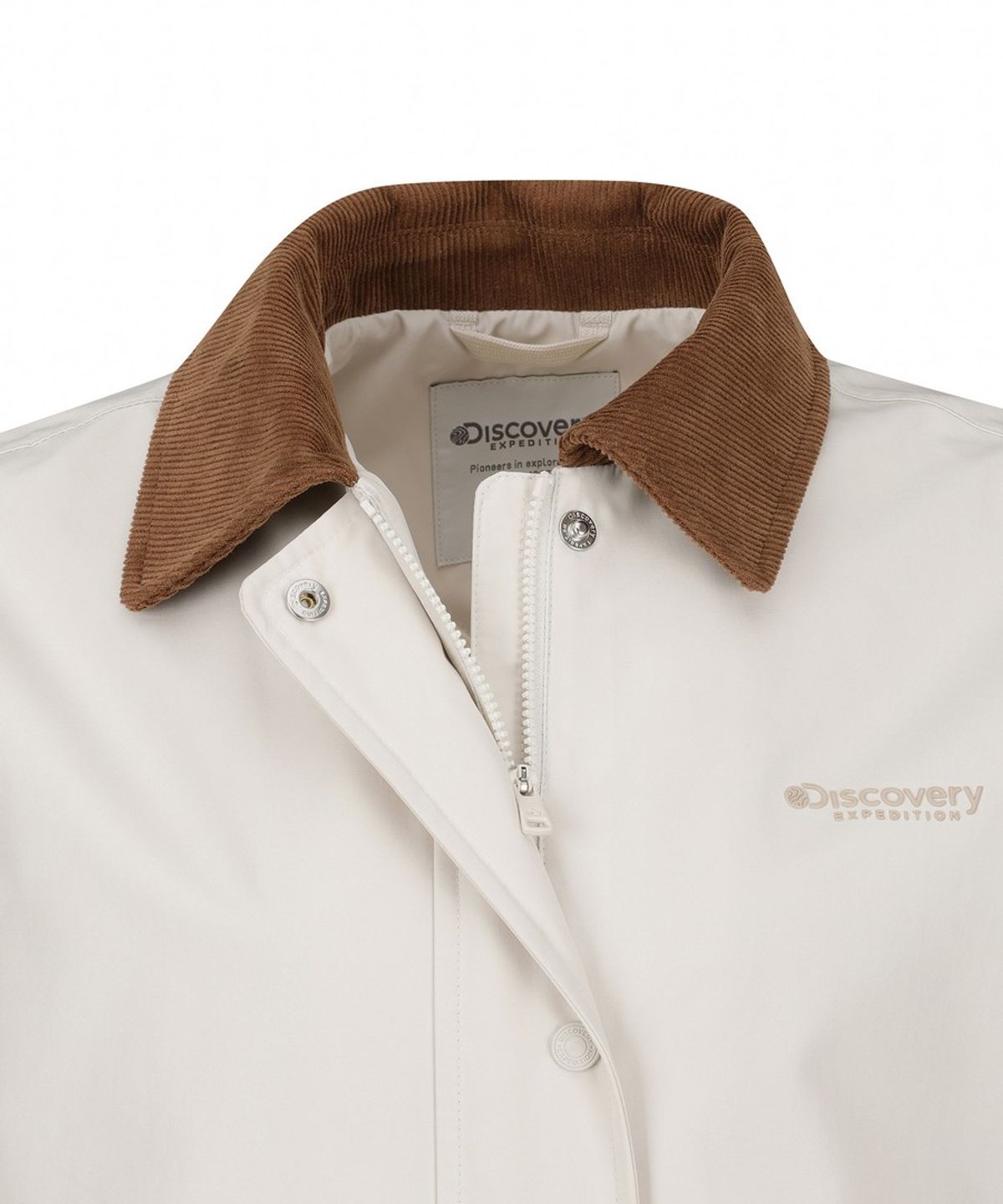 디스커버리 익스페디션(DISCOVERY EXPEDITION) 여성 커뮤트 카라 미드 자켓 (IVORY)