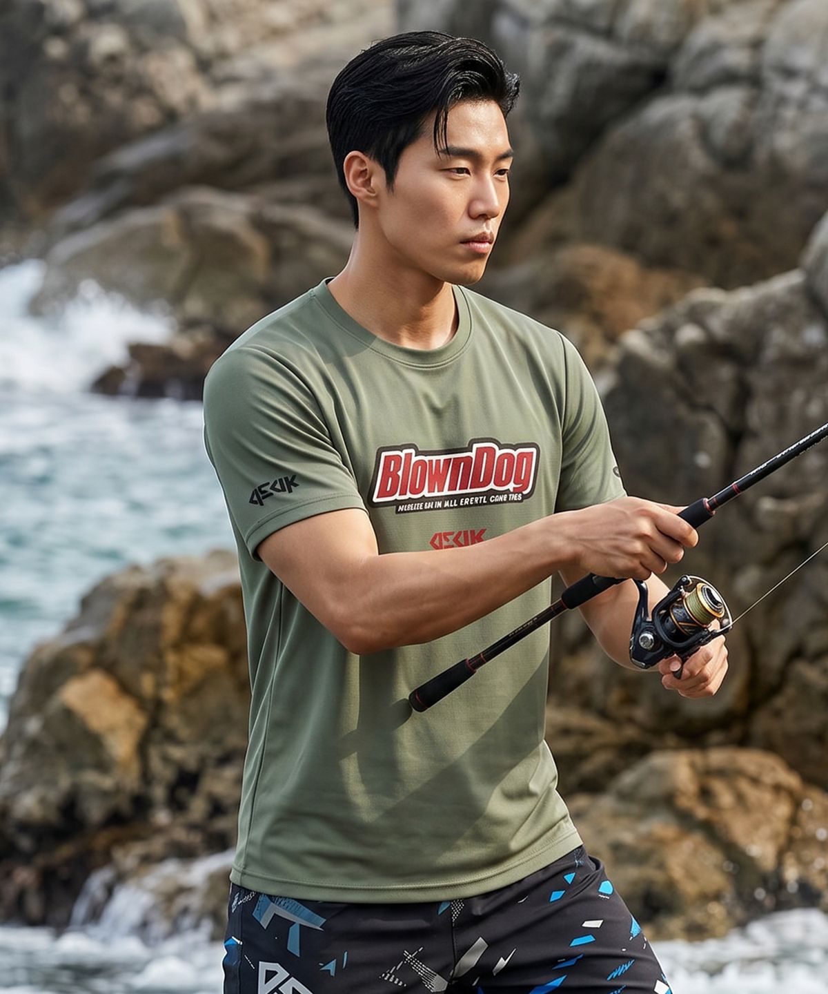 듀스피싱(DEUXFISHING) 기능성 라운드 반팔 티셔츠 블룬도그 MST-05