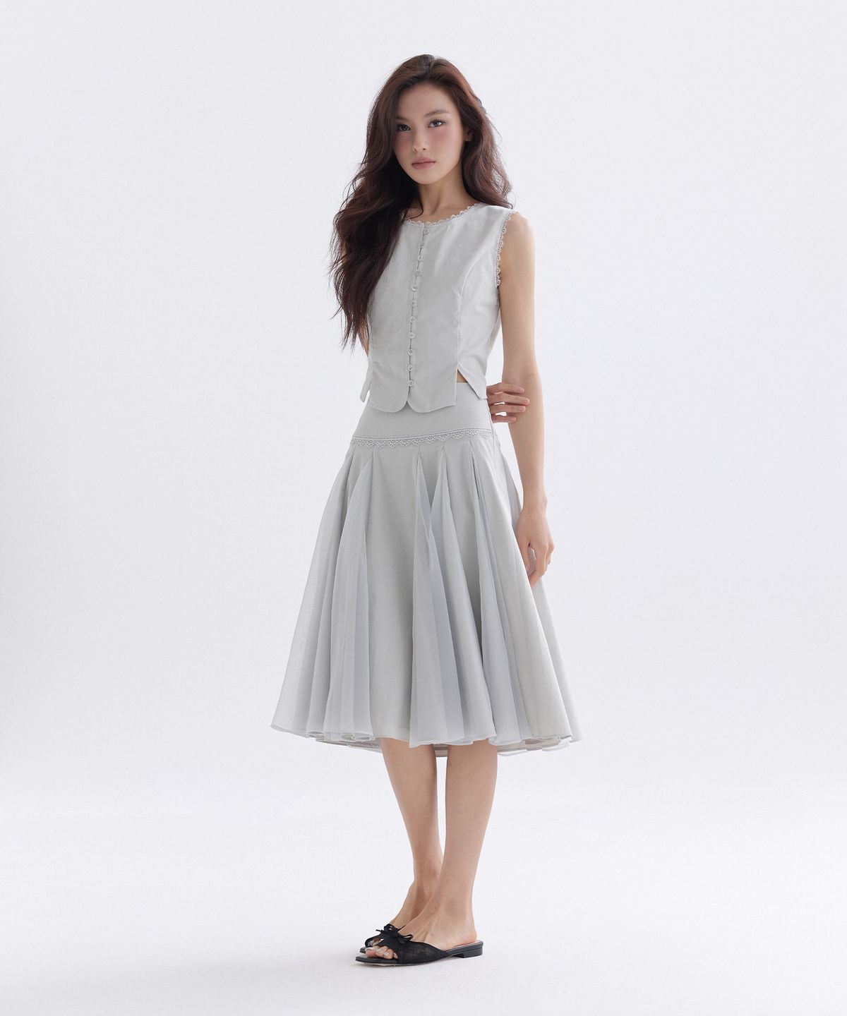 더티스(THETIS) POEM CHIFFON FLARE SKIRT_TT6S512MT