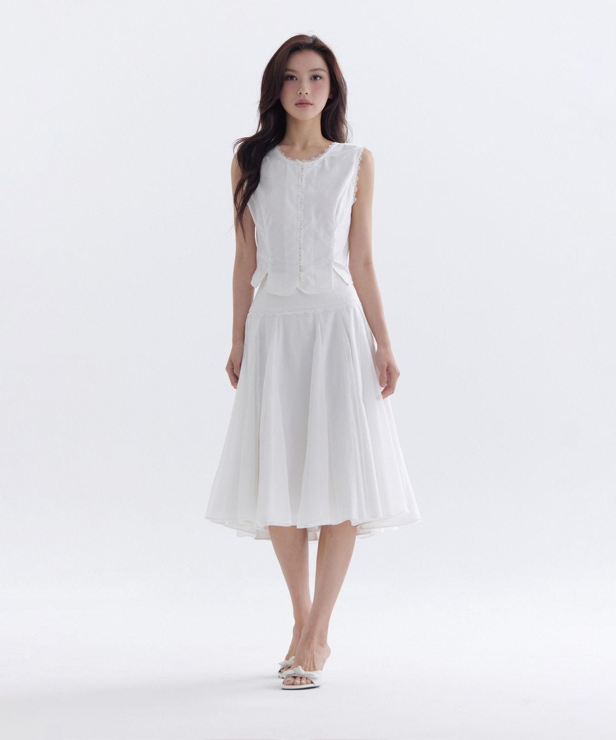 더티스(THETIS) POEM CHIFFON FLARE SKIRT_TT6S512IV