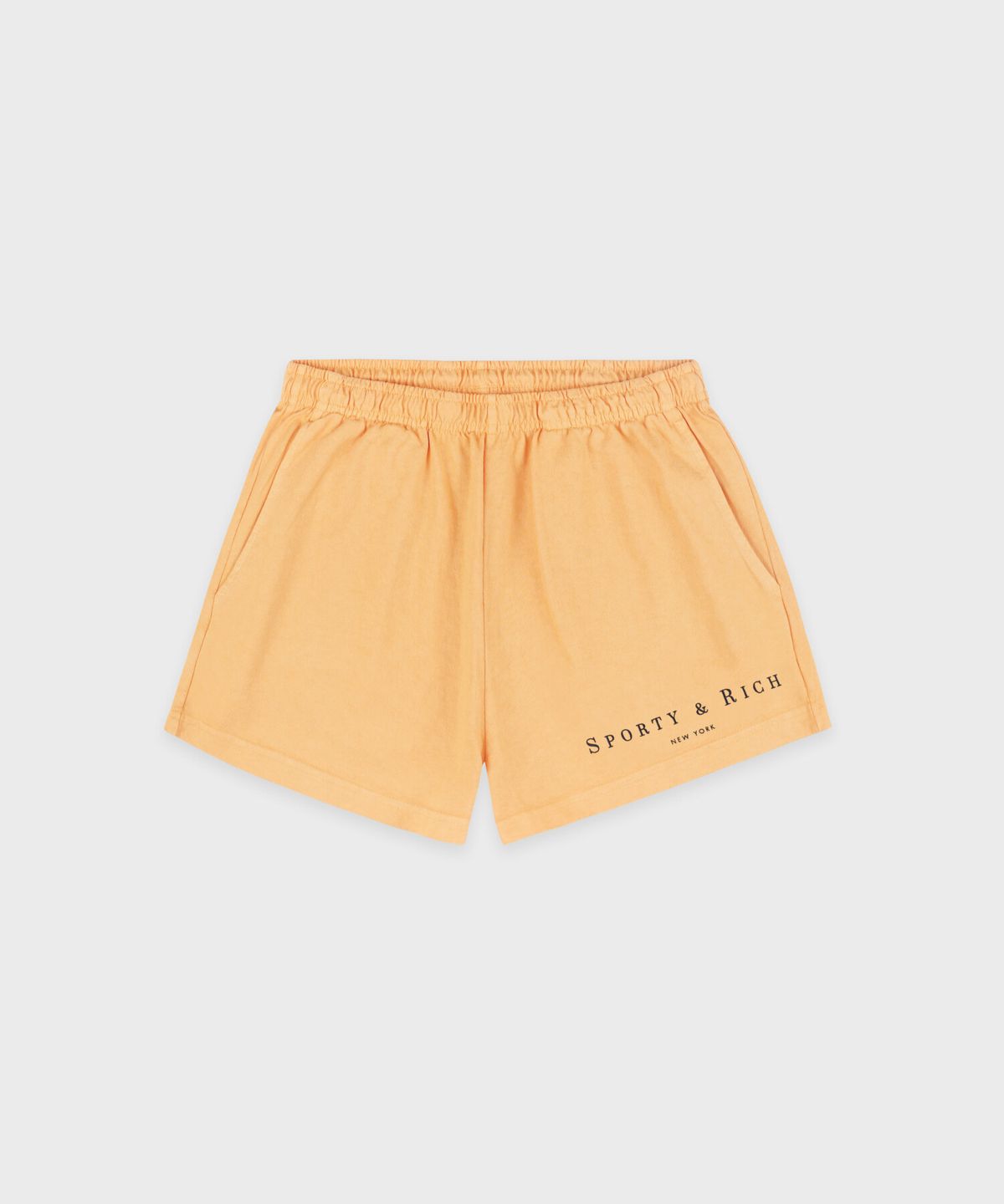 스포티앤리치(SPORTY&RICH) 타이틀 자수 디스코 쇼츠 - 레몬 R263AW7003