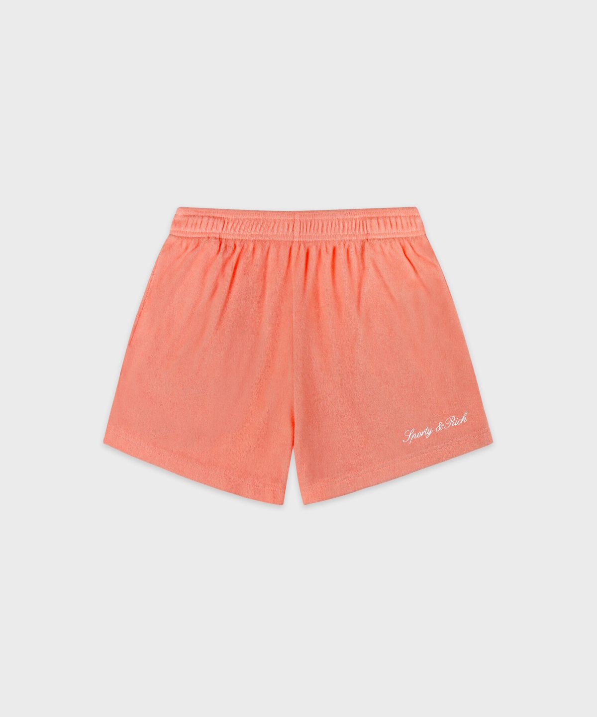 스포티앤리치(SPORTY&RICH) 시그니처 로고 테리 쇼츠 - 플라밍고 R263AW7015