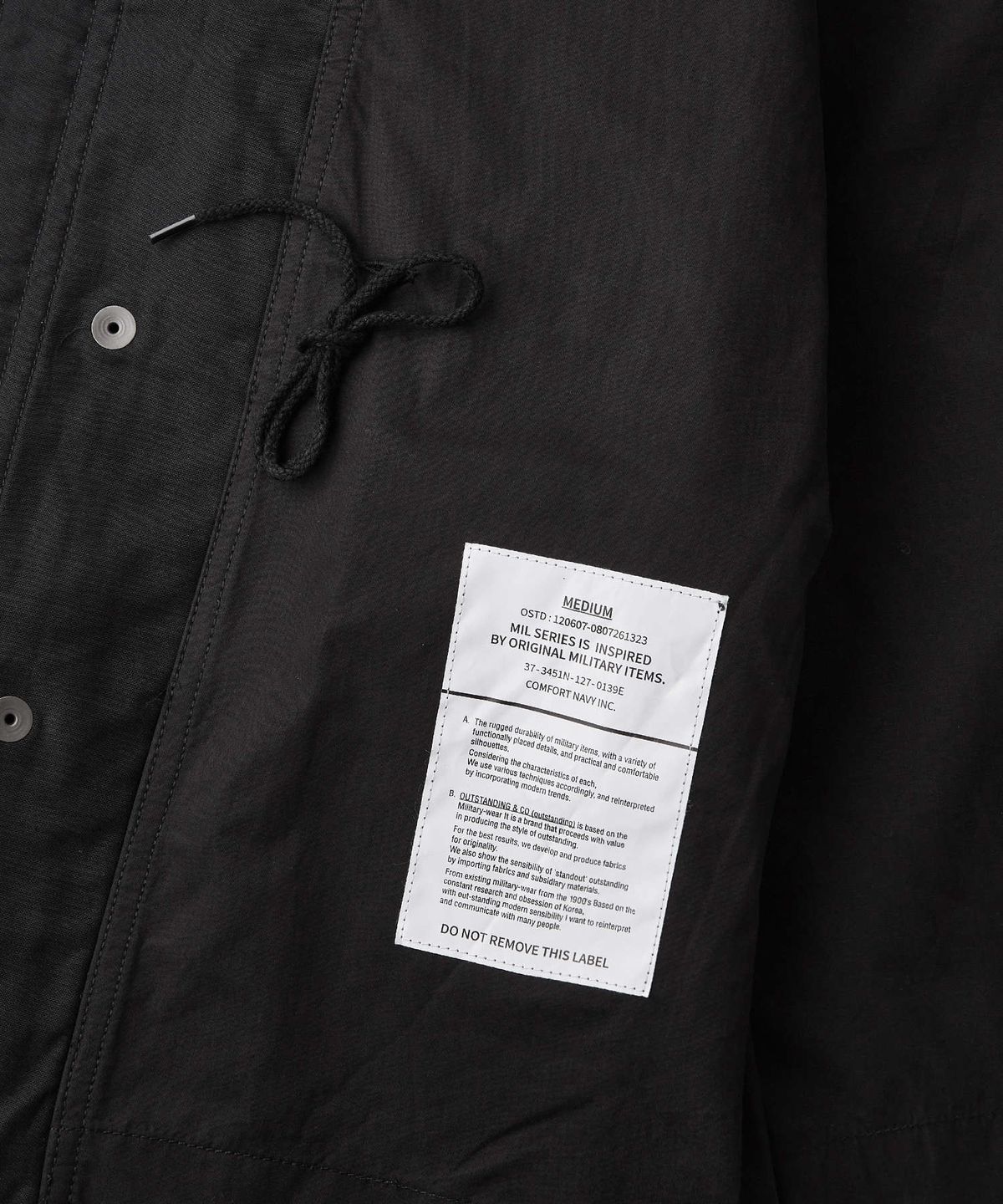 아웃스탠딩(OUTSTANDING) 1ST TYPE M-65 FIELD JACKET_BLACK
