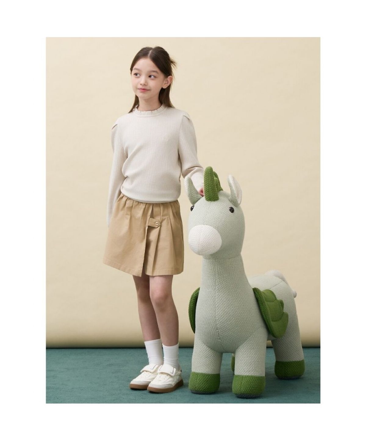 빈폴 키즈(BEANPOLE KIDS) [Essential] 펄골지 소재 여아 티셔츠  아이보리 (BI6841GE10)