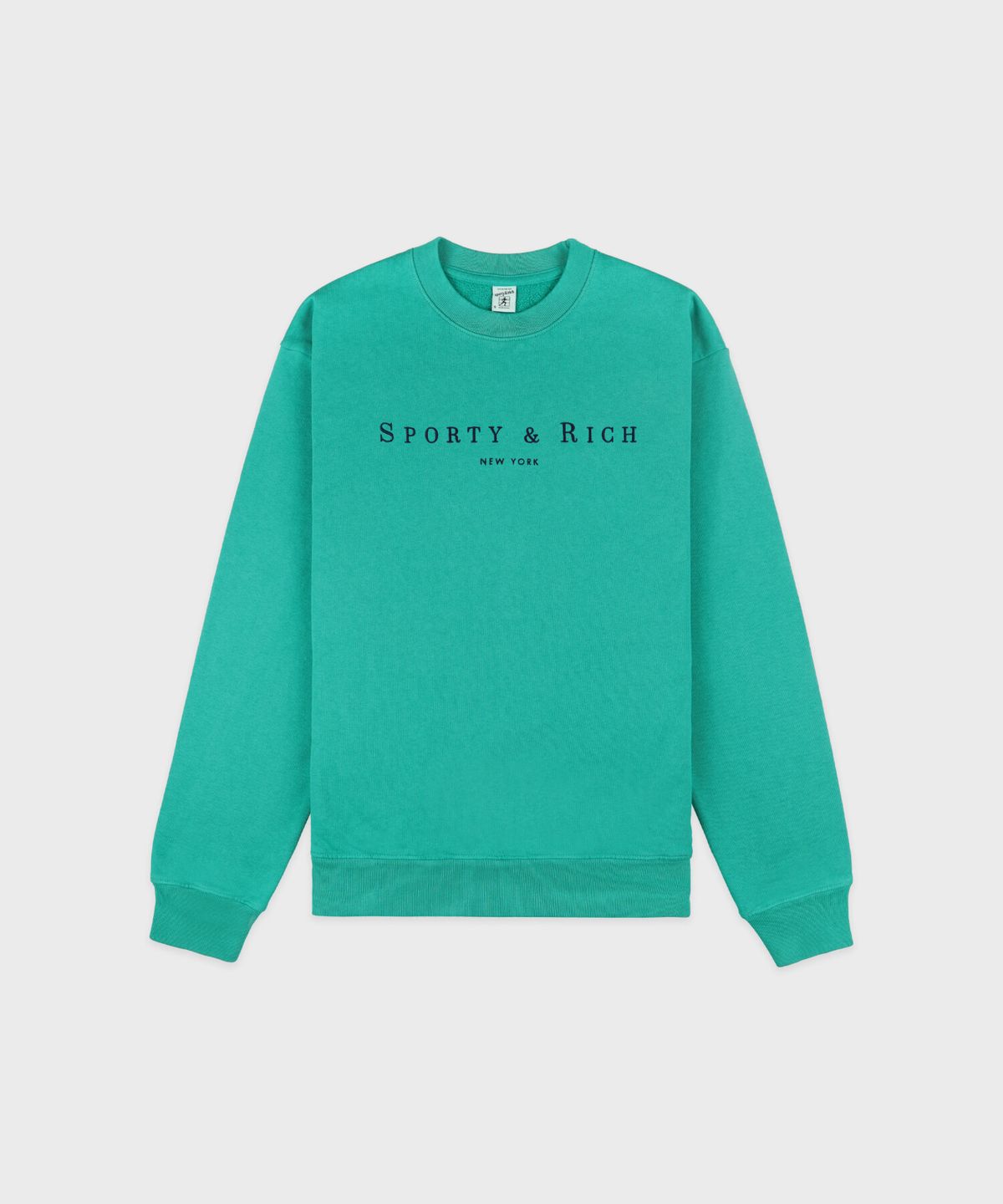 스포티앤리치(SPORTY&RICH) 타이틀 자수 크루넥 남여공용 - 그린 R263AUW003