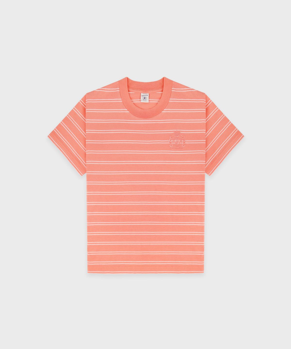 스포티앤리치(SPORTY&RICH) NY 크레스트 티셔츠 남여공용 - 플라밍고 스트라이프 R263AWT005