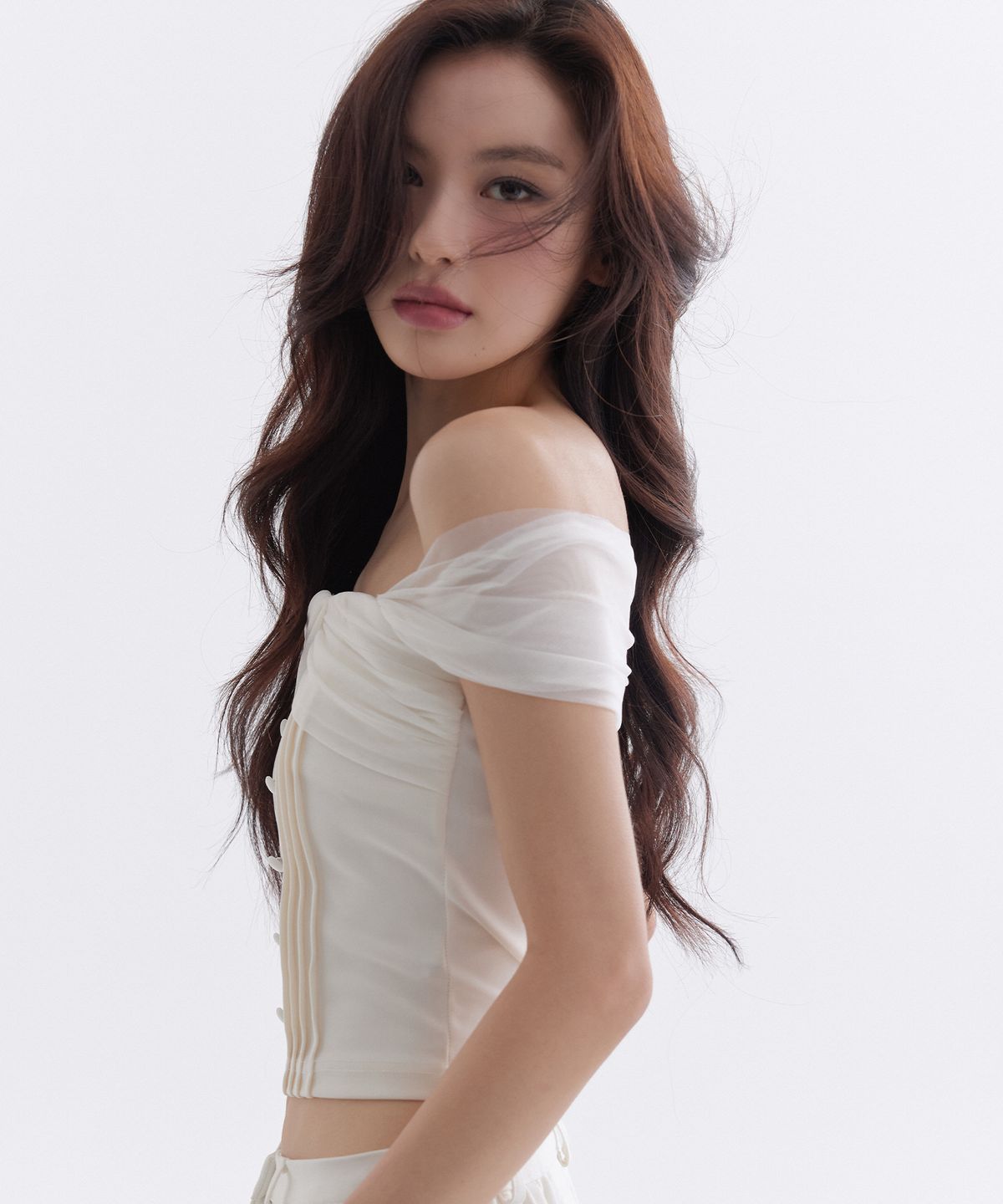 더티스(THETIS) ROSEE MESH PINTUCK BOLERO T-SHIRT_TT6S211IV