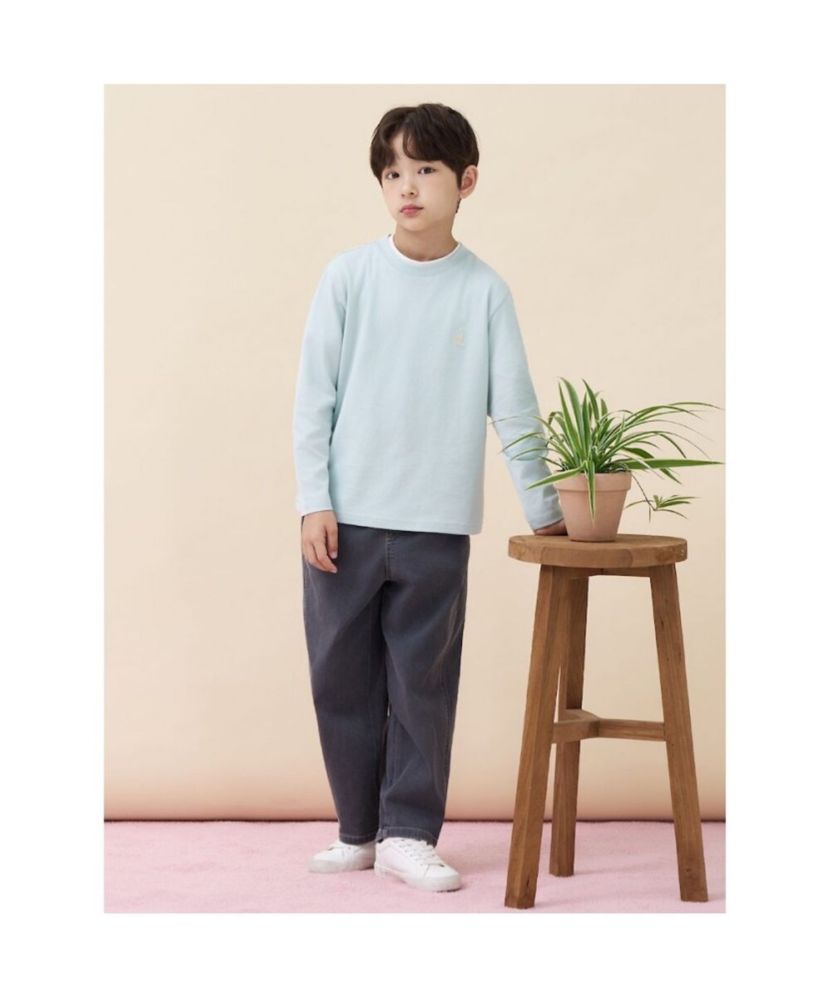 빈폴 키즈(BEANPOLE KIDS) [Essential] 수피마 긴소매 티셔츠  라이트 그린 (BI6841UE2L)