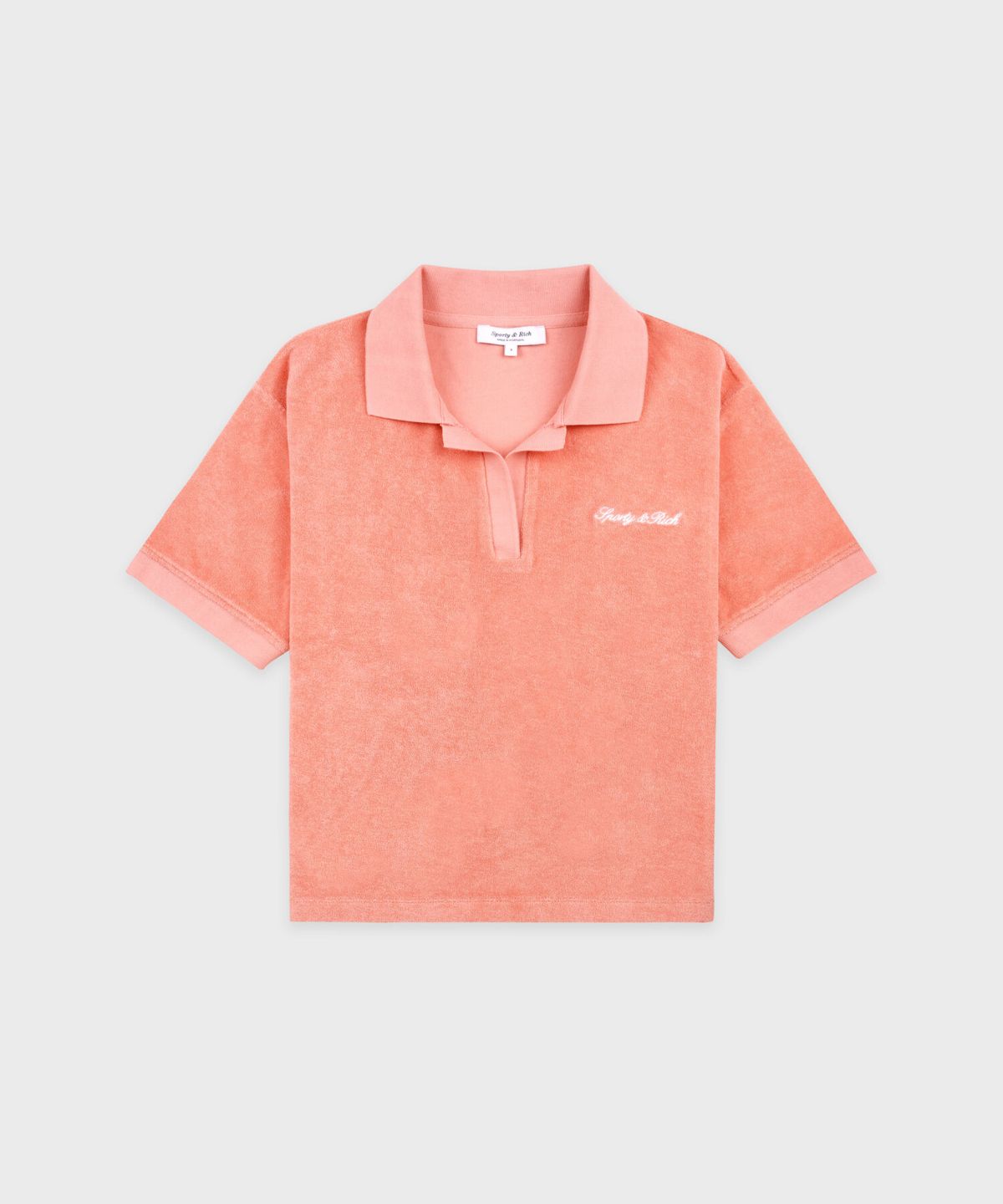스포티앤리치(SPORTY&RICH) 시그니처 로고 테리 폴로 - 플라밍고 R263AW2003