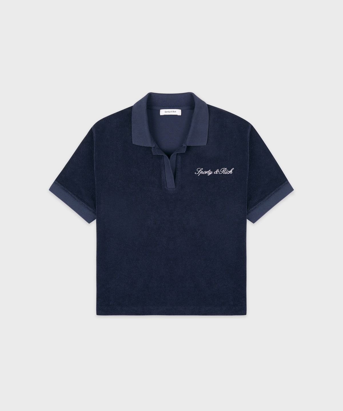 스포티앤리치(SPORTY&RICH) 시그니처 로고 테리 폴로 - 네이비 R263AW2002