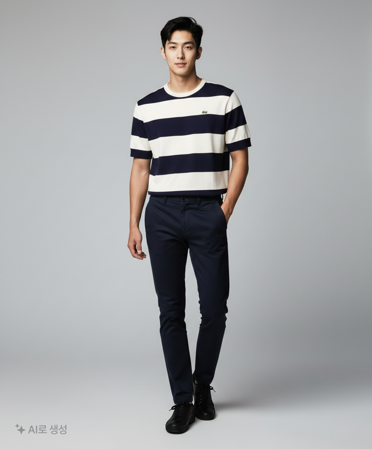 라코스테(LACOSTE) 남성 볼드 스트라이프 반팔 티셔츠 TH443E-52GM 166 95