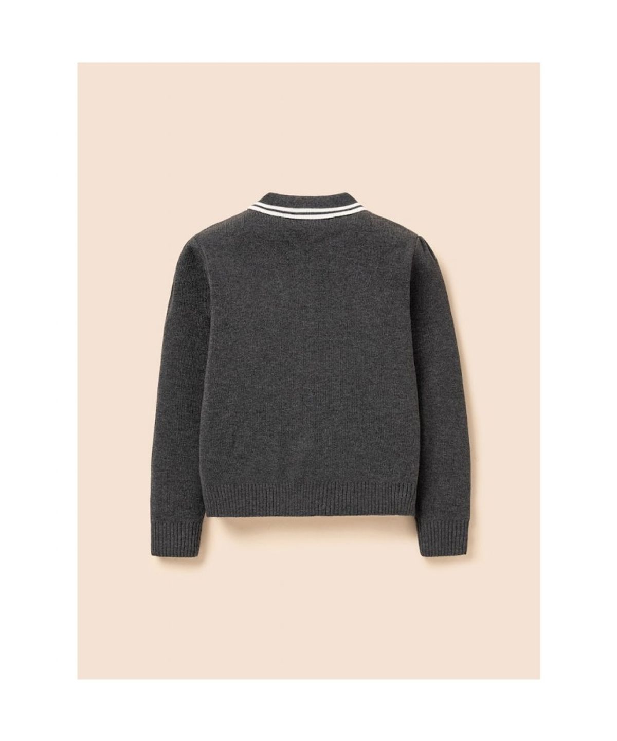 빈폴 키즈(BEANPOLE KIDS) 여아 넥칼라 티핑 긴소매 플레인 카디건  애쉬 (BI685AG014)