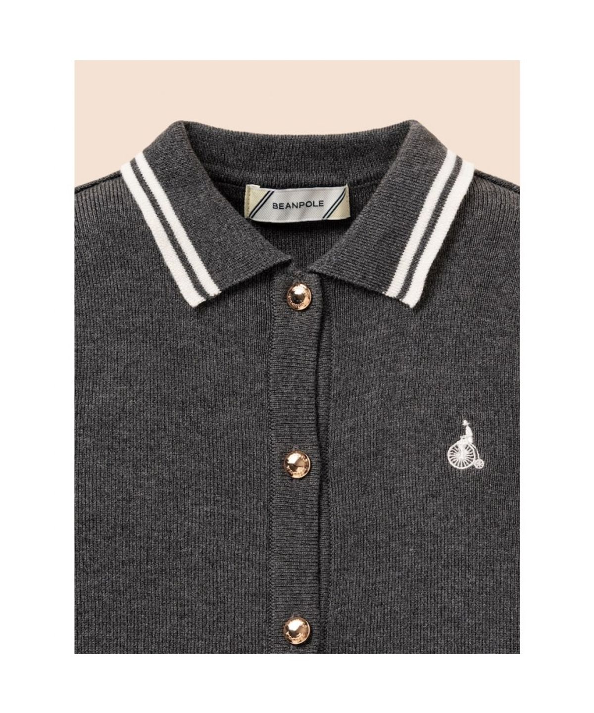 빈폴 키즈(BEANPOLE KIDS) 여아 넥칼라 티핑 긴소매 플레인 카디건  애쉬 (BI685AG014)