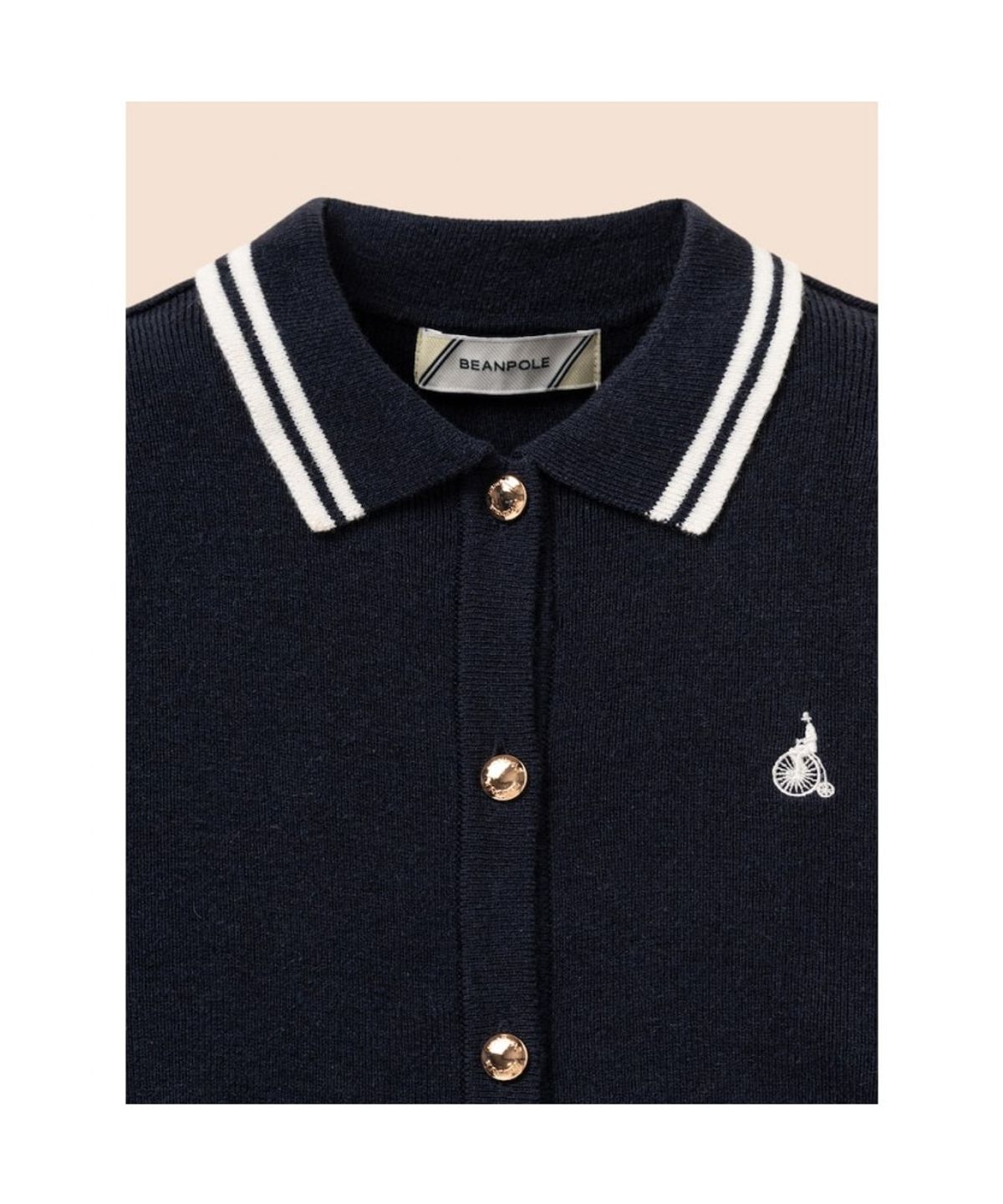 빈폴 키즈(BEANPOLE KIDS) 여아 넥칼라 티핑 긴소매 플레인 카디건  네이비 (BI685AG01R)