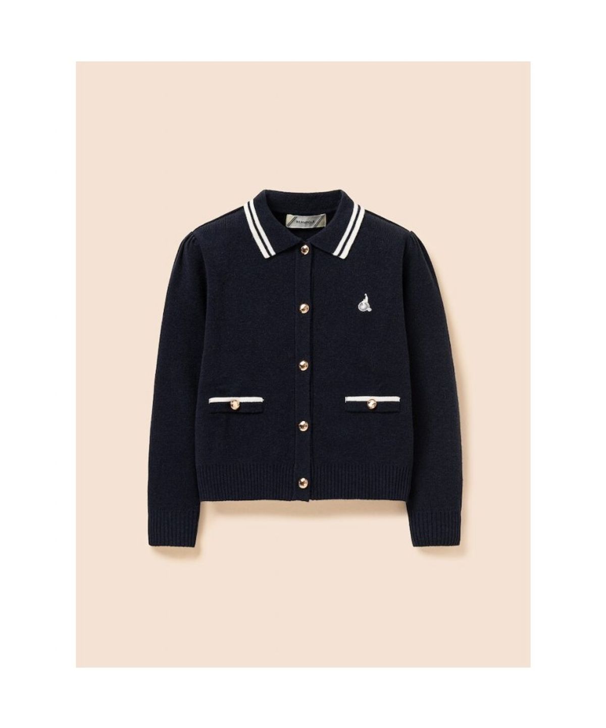 빈폴 키즈(BEANPOLE KIDS) 여아 넥칼라 티핑 긴소매 플레인 카디건  네이비 (BI685AG01R)