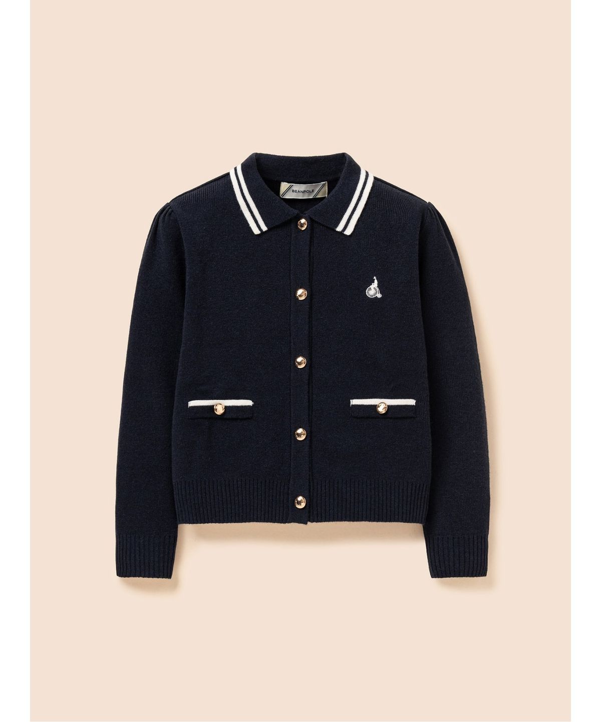 빈폴 키즈(BEANPOLE KIDS) 여아 넥칼라 티핑 긴소매 플레인 카디건  네이비 (BI685AG01R)