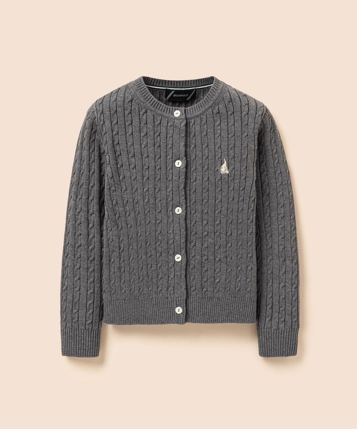 빈폴 키즈(BEANPOLE KIDS) [Essential] 여아 수피마 슬림 면 케이블 카디건  애쉬 (BI685AGE14)